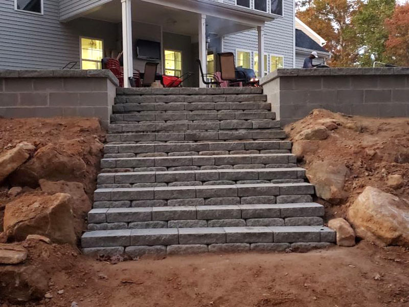 Photo of hardscaped brick stairs