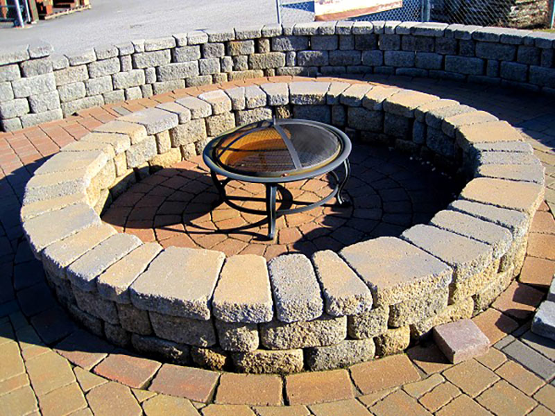 Photo of a round brick fire pit